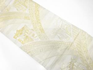 アンティーク　御所車に古典柄織り出し袋帯（材料）